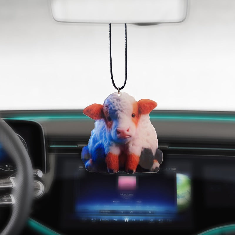 Wholesale Cartoon Highland Cattle Decorative Acrylic Flat Pendant